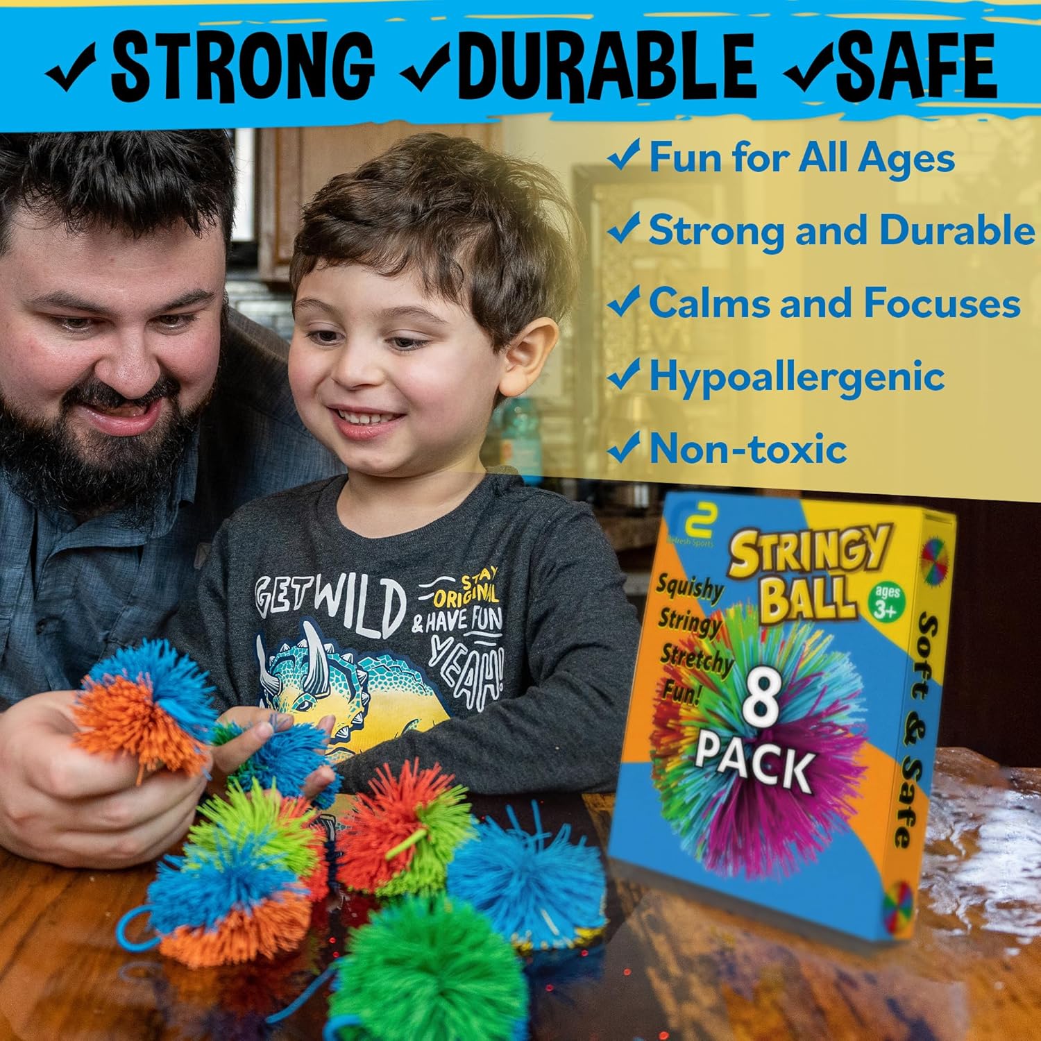 8 Pack Stringy Sensory Balls - - Kids Toys Basket review and price